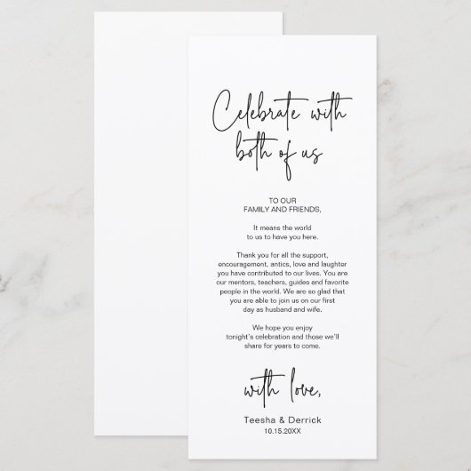 Modernes Hochzeitsplatz - Abendessen dank Karte (Vorne/Hinten)