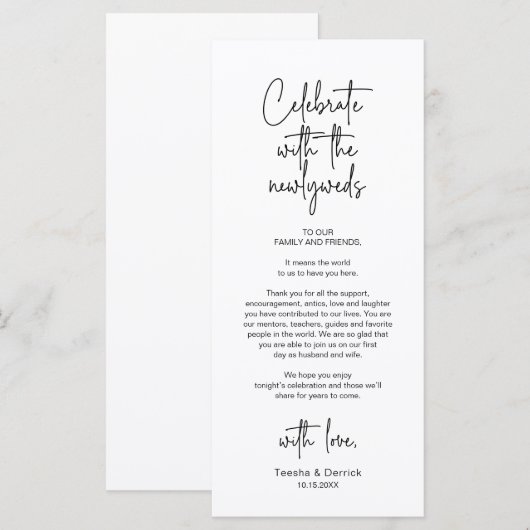 Modernes Hochzeitsplatz - Abendessen dank Karte (Vorne/Hinten)