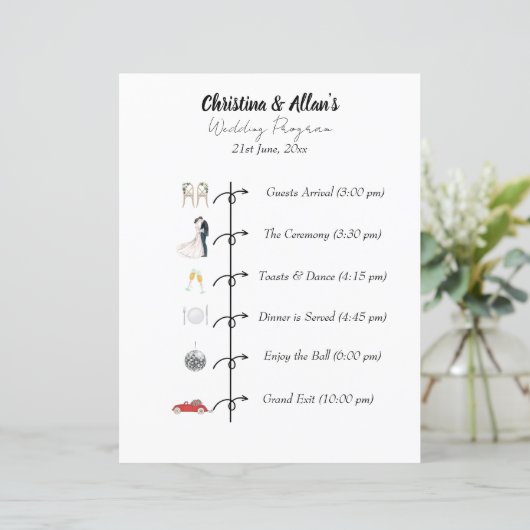 Modernes Hochzeitsprogramm (Stehend Vorderseite)