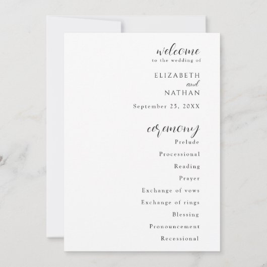 Modernes Hochzeitsprogramm Einladung (Rückseite)