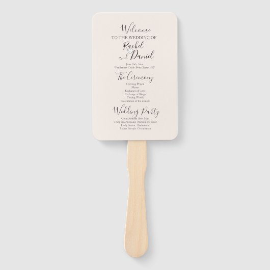 Modernes Hochzeitsprogramm Fächer (Vorderseite)