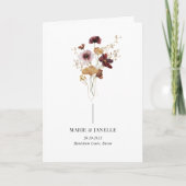 Modernes Hochzeitsprogramm für Boho-Burgund-Wildbl Programm (Vorderseite)