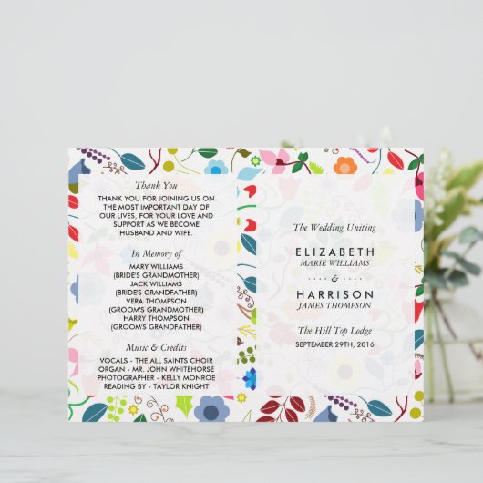 Modernes Hochzeitsprogramm für Boho Chic (Stehend Vorderseite)