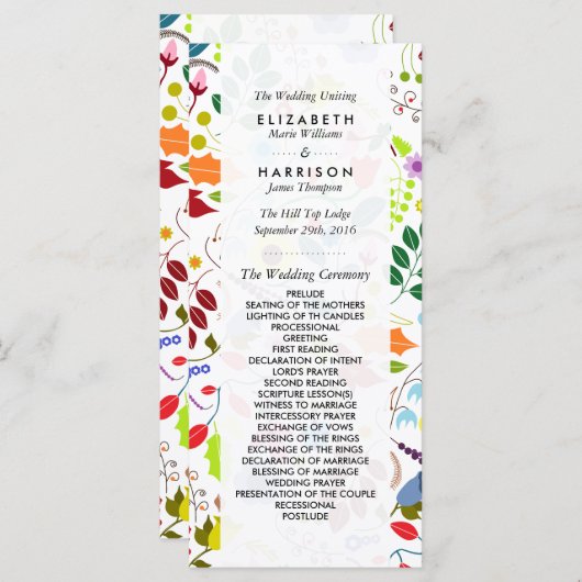 Modernes Hochzeitsprogramm für Boho Chic Programm (Vorne/Hinten)