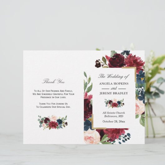 Modernes Hochzeitsprogramm für brachliegende Burgu (Stehend Vorderseite)