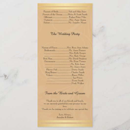 Modernes Hochzeitsprogramm für Bronze-Flora Programm (Rückseite)