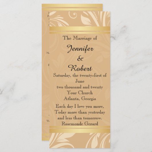 Modernes Hochzeitsprogramm für Bronze-Flora Programm (Vorne/Hinten)