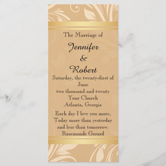 Modernes Hochzeitsprogramm für Bronze-Flora Programm (Vorderseite)