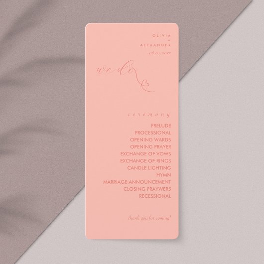 Modernes Hochzeitsprogramm für Colorblock | Lichtk