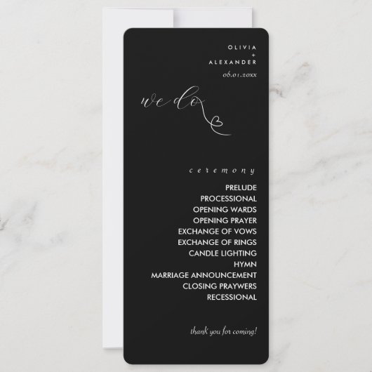 Modernes Hochzeitsprogramm für Colorblock | Weiß a (Vorderseite)