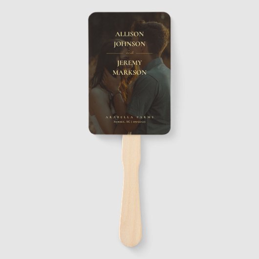 Modernes Hochzeitsprogramm für das Gold Foto Fächer (Vorderseite)