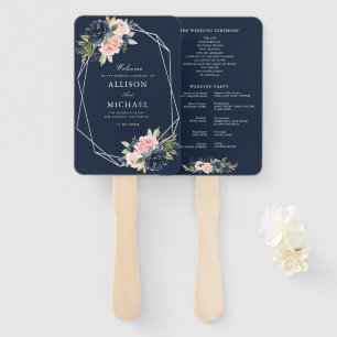 Modernes Hochzeitsprogramm für die Marine und den Fächer