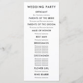 Modernes Hochzeitsprogramm für die Zeremonie Laven Programm (Rückseite)