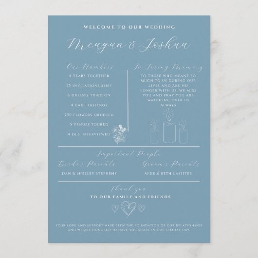 Modernes Hochzeitsprogramm für Dusty Blue Programm (Vorderseite)