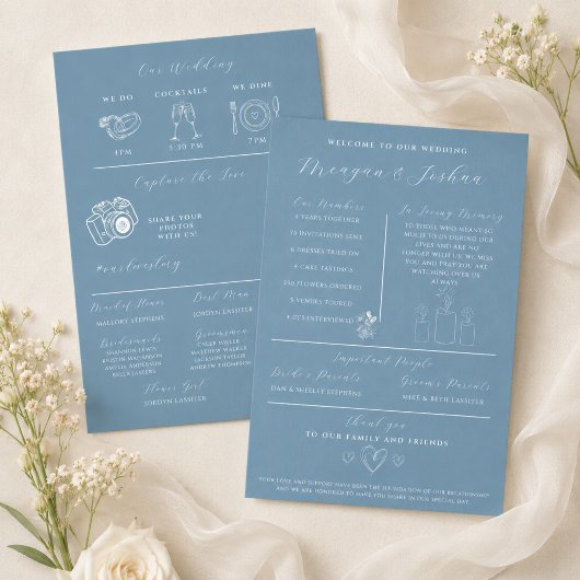 Modernes Hochzeitsprogramm für Dusty Blue Programm