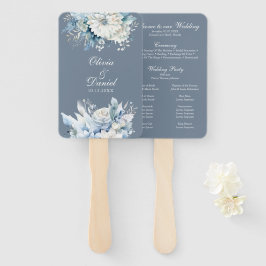 Modernes Hochzeitsprogramm für Dusty Blue Wildblum Fächer