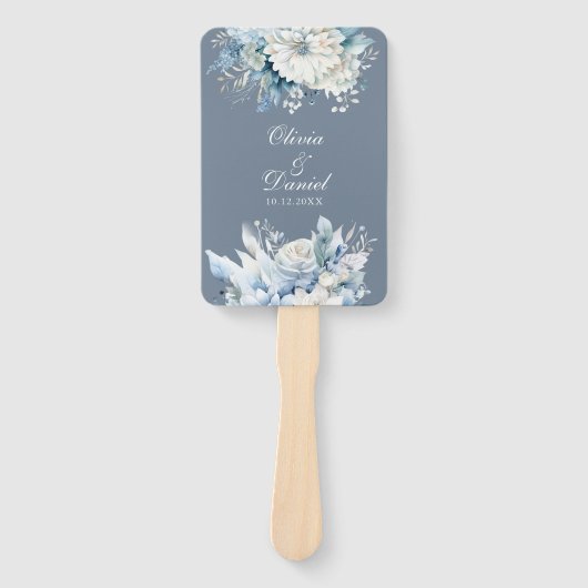 Modernes Hochzeitsprogramm für Dusty Blue Wildblum Fächer (Vorderseite)