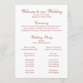 Modernes Hochzeitsprogramm für Dusty Rose Hydrange Programm (Rückseite)