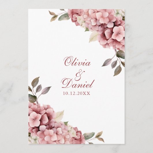 Modernes Hochzeitsprogramm für Dusty Rose Hydrange Programm (Vorderseite)