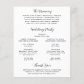 Modernes Hochzeitsprogramm für einfaches zeitgenös (Rückseite)