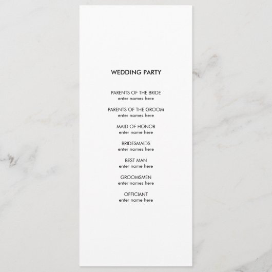 Modernes Hochzeitsprogramm für Fotos Programm (Rückseite)