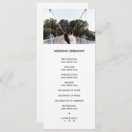 Modernes Hochzeitsprogramm für Fotos Programm (Vorne/Hinten)