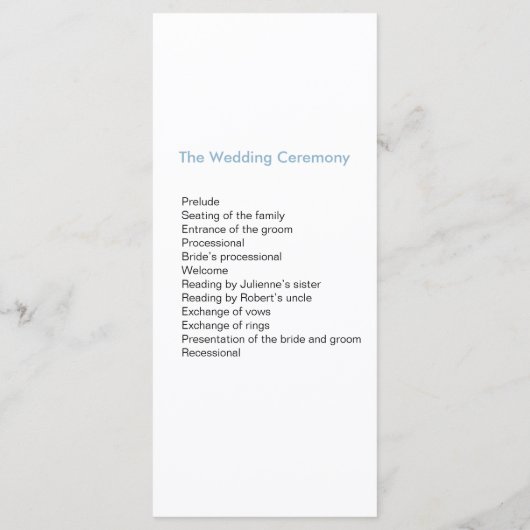 Modernes Hochzeitsprogramm für Fotos Programm (Rückseite)