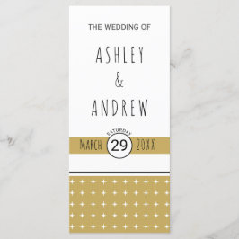 Modernes Hochzeitsprogramm für Goldtypografie Programm