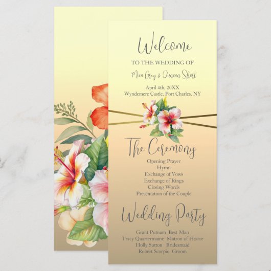Modernes Hochzeitsprogramm für Hibiskus (Vorne/Hinten)