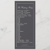 Modernes Hochzeitsprogramm für Holzkohle und Grau Programm (Rückseite)