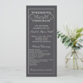 Modernes Hochzeitsprogramm für Holzkohle und Grau Programm (Stehend Vorderseite)