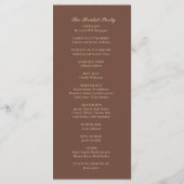 Modernes Hochzeitsprogramm für Kaffee in Brown und Programm (Rückseite)