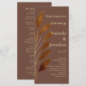Modernes Hochzeitsprogramm für Kaffee in Brown und Programm (Vorne/Hinten)