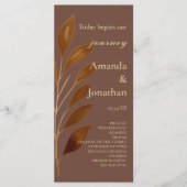 Modernes Hochzeitsprogramm für Kaffee in Brown und Programm (Vorderseite)