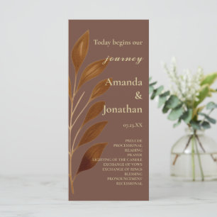 Modernes Hochzeitsprogramm für Kaffee in Brown und Programm