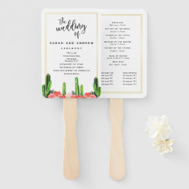 Modernes Hochzeitsprogramm für Kakteen und Floral Fächer