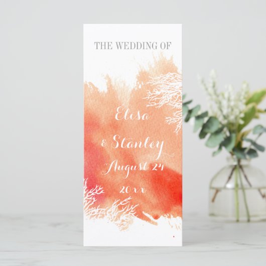 Modernes Hochzeitsprogramm für Korallenriffe Programm (Stehend Vorderseite)