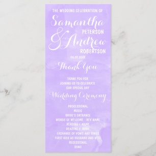 Modernes Hochzeitsprogramm für lila Lavendel Programm