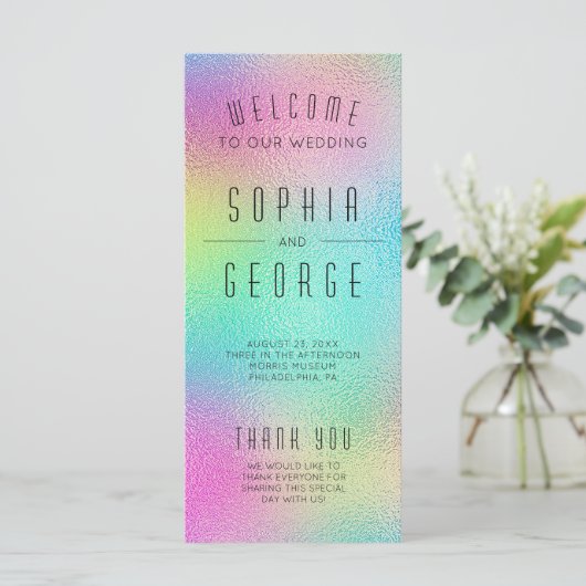 Modernes Hochzeitsprogramm für Metallic Foil Programm (Stehend Vorderseite)