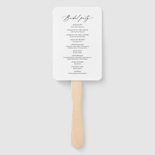 Modernes Hochzeitsprogramm für Minimalistische Kal Fächer (Rückseite)