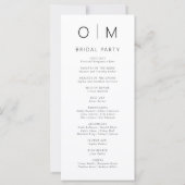 Modernes Hochzeitsprogramm für Minimalistische Typ (Rückseite)