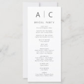 Modernes Hochzeitsprogramm für Minimalistische Typ (Rückseite)