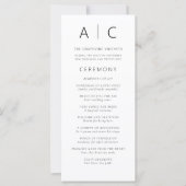 Modernes Hochzeitsprogramm für Minimalistische Typ (Vorderseite)