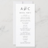 Modernes Hochzeitsprogramm für Minimalistische Typ (Rückseite)