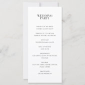 Modernes Hochzeitsprogramm für Minimalistischen We (Rückseite)