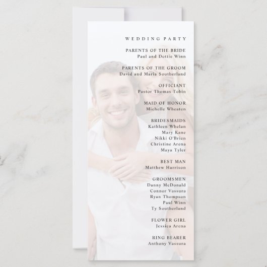 Modernes Hochzeitsprogramm für Minimalistisches Fo (Rückseite)