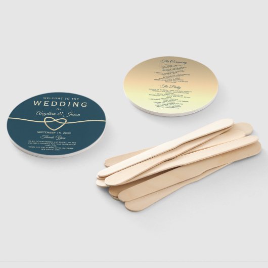 Modernes Hochzeitsprogramm für Navy Blue Fächer (Non-assembled)