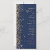 Modernes Hochzeitsprogramm für Navy Blue Gold Glit (Vorderseite)
