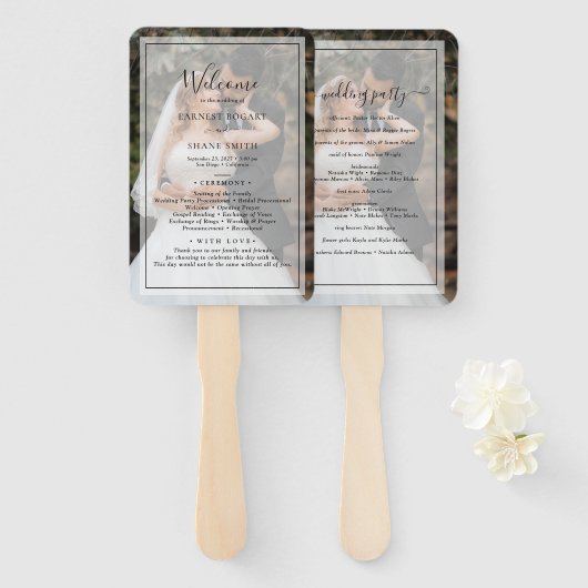 Modernes Hochzeitsprogramm für Personalisiertes Fo Fächer (Vorne und Hinten)