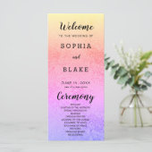 Modernes Hochzeitsprogramm für Regenbogen und Blum (Stehend Vorderseite)